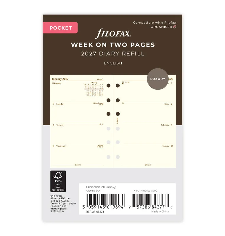 filofax-kalendereinlage-pocket-2027-1-woche-2-seiten-cotton-cream-englisch image 1