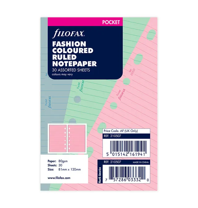 filofax-fashion-notizpapier-liniert-sortiert-pocket-organiser-einlage image 1
