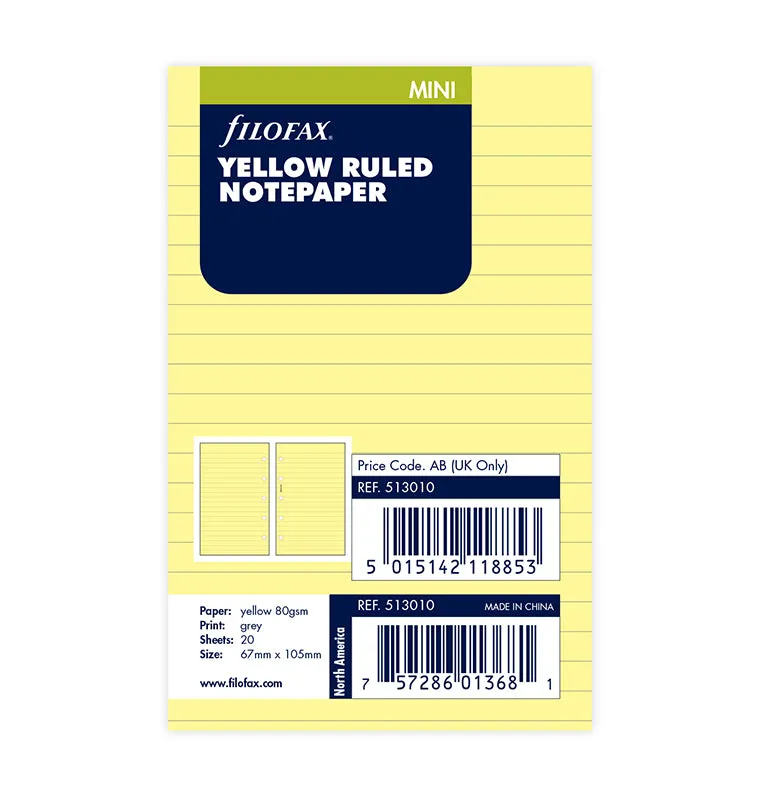 filofax-organiser-einlage-notizpapier-gelb-liniert-mini image 1