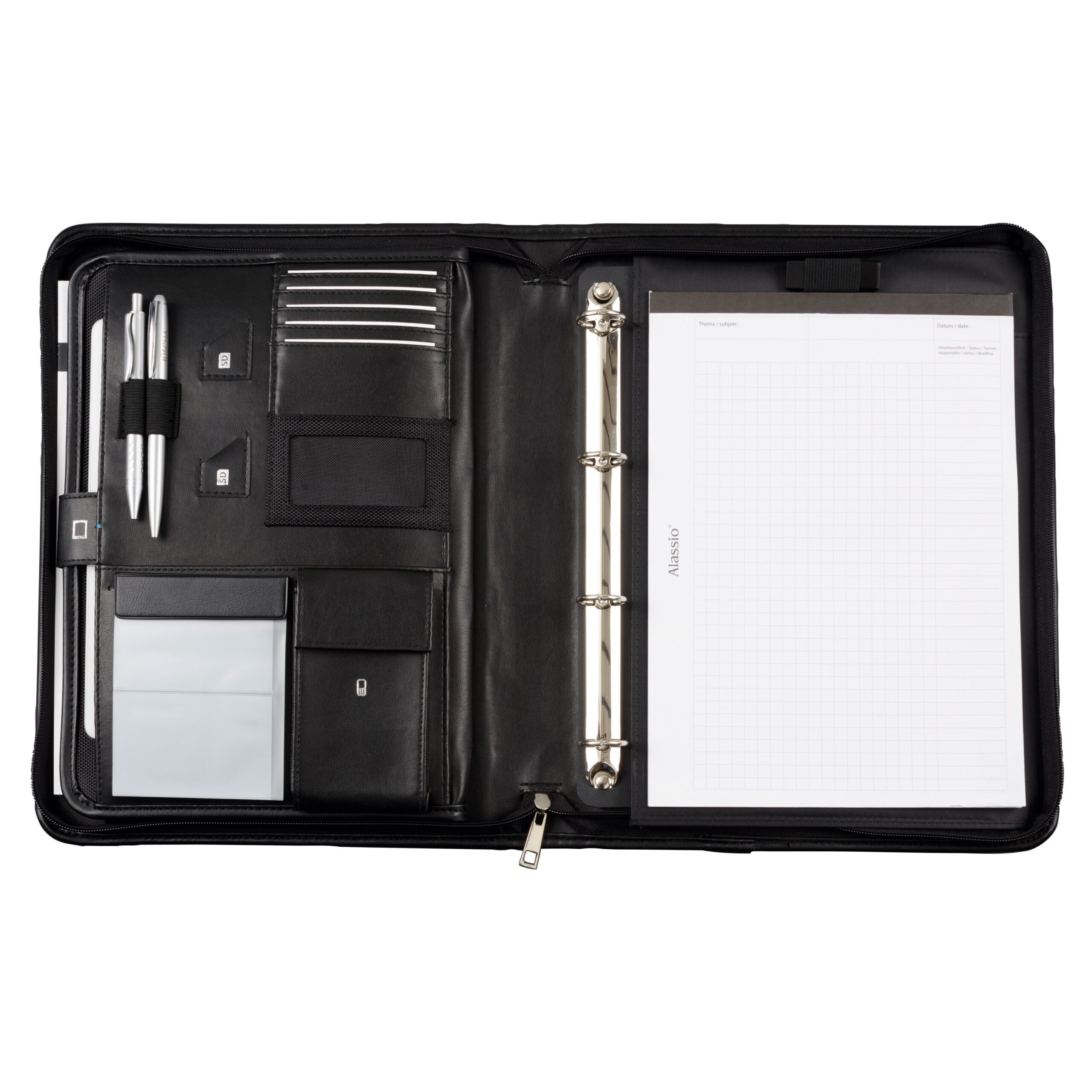 alassio-orgamappe-a4-trento-konferenzmappe-kunstleder-schwarz-mit-tabletfach-rin image 1