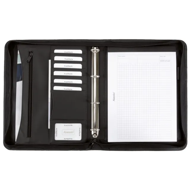 alassio-office-set-ringbuchmappe-a4-schwarz-aus-lederimitat-mit-taschenrechner image 1
