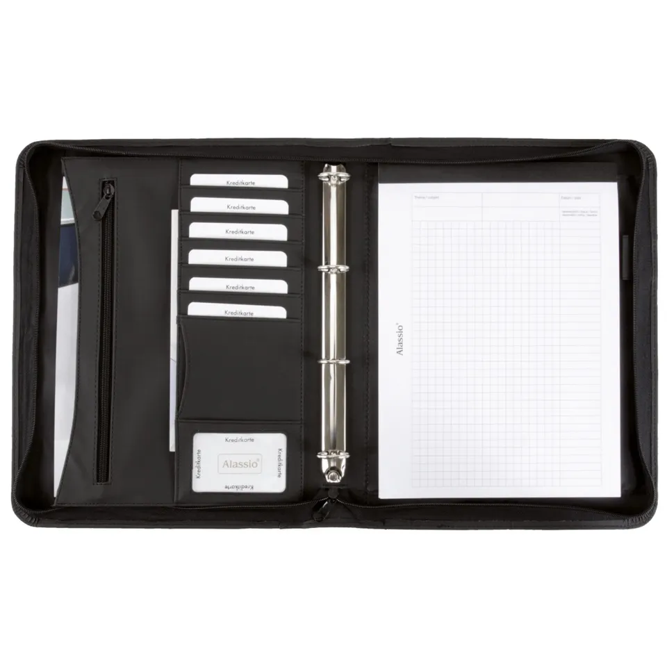 alassio-office-set-ringbuchmappe-a4-schwarz-aus-lederimitat-mit-taschenrechner image 1