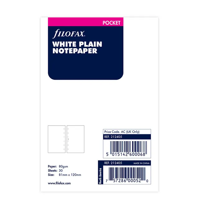 filofax-notizpapier-wei-blanko-pocket-30-blatt-einlage image 1