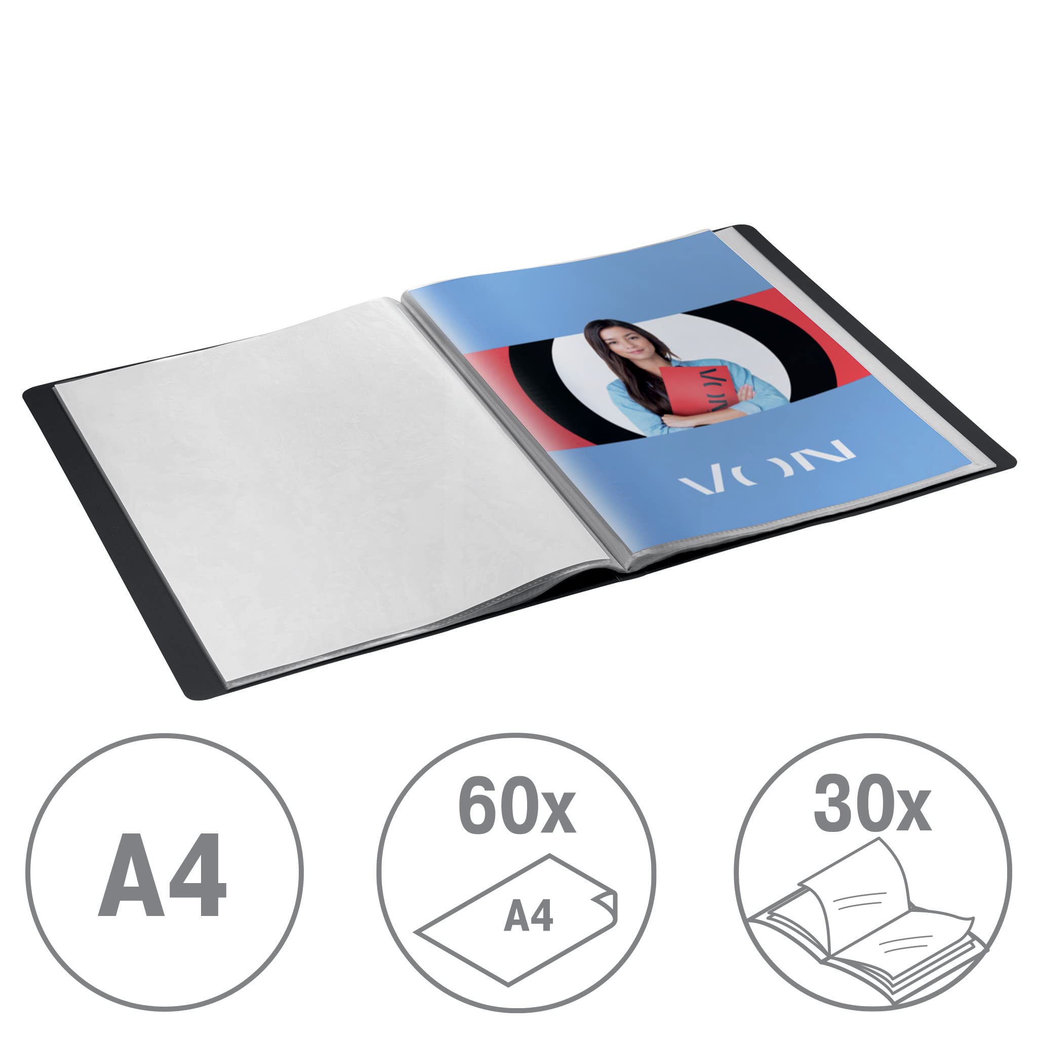 von-leitz-sichtbuch-a4-schwarz-mit-30-f-chern-5-st-ck-f-r-60-blatt image 2