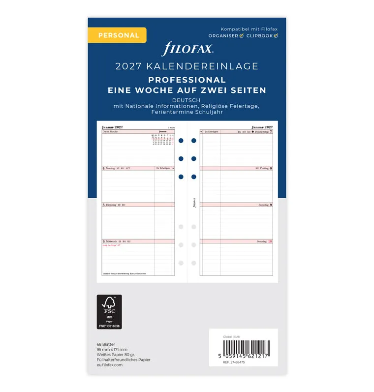 filofax-professional-kalendereinlage-personal-2027-1-woche-2-seiten-deutsch image 1