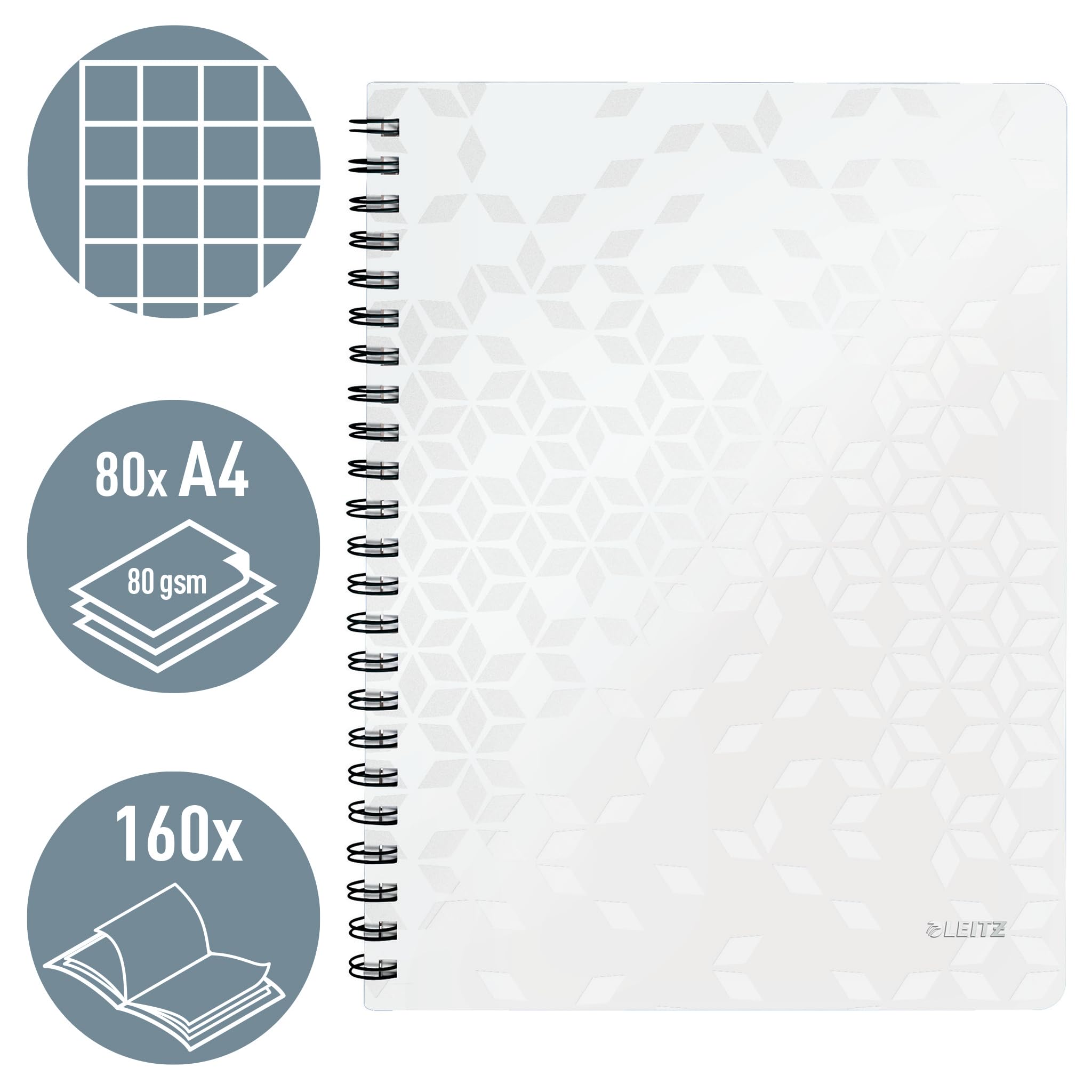 leitz-wow-collegeblock-a4-kariert-80-blatt-doppelspiral-wei image 2