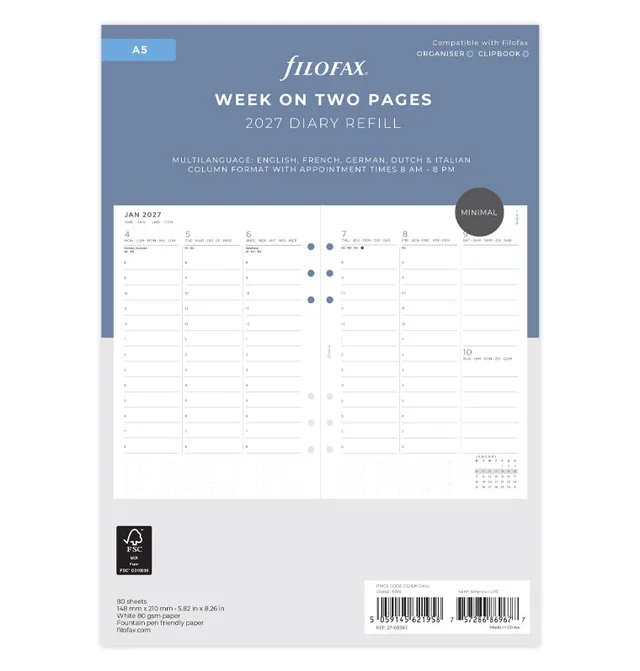 filofax-minimal-kalendereinlage-a5-2027-1-woche-2-seiten-vertikal image 1
