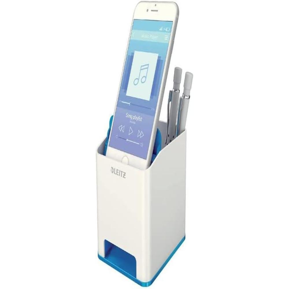 leitz-wow-sound-stiftek-cher-duo-colour-wei-gr-n-mit-smartphone-fach image 5