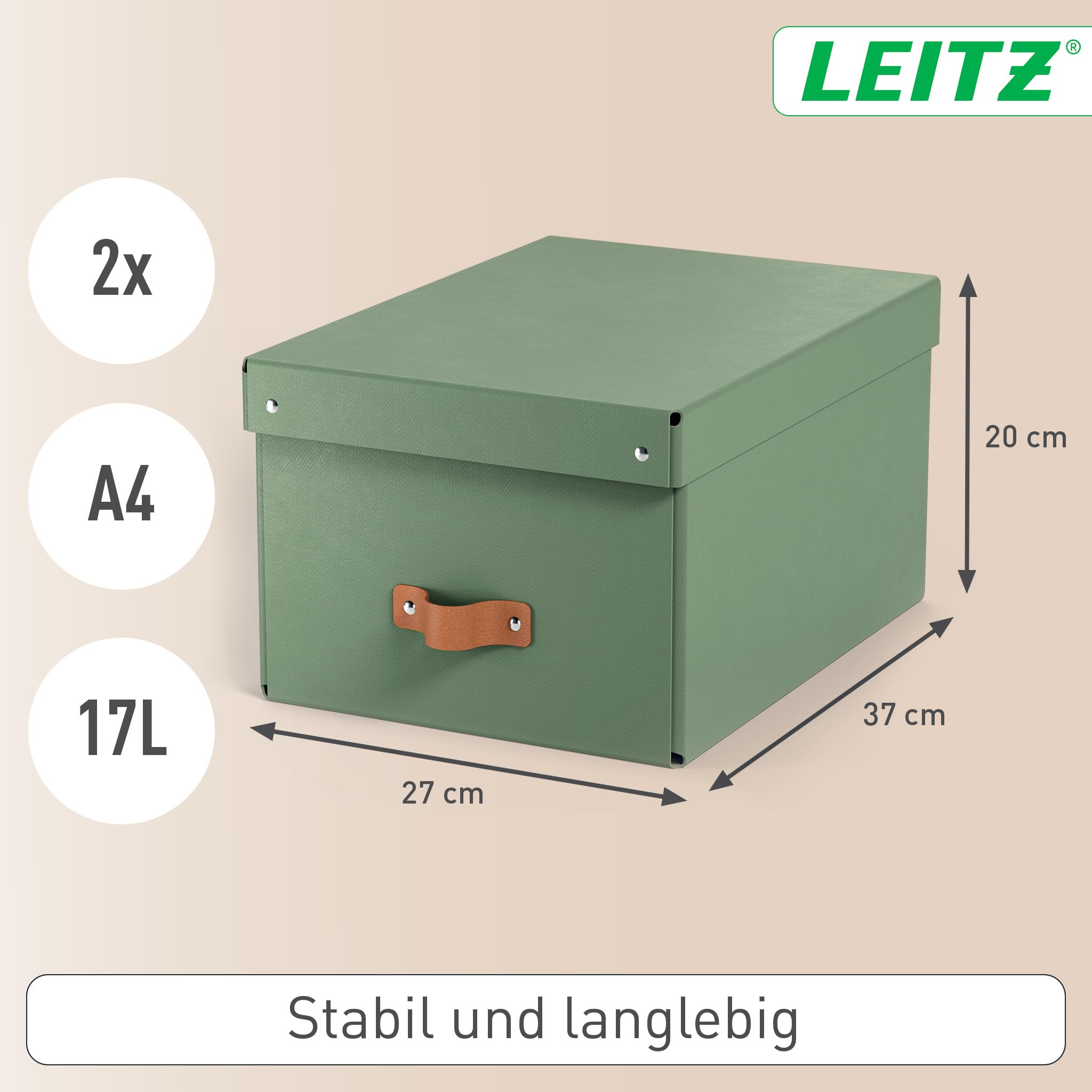 leitz-puro-aufbewahrungsbox-medium-17-l-gr-n-2er-set-mit-deckel-61490050 image 4