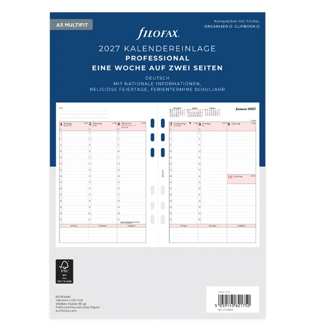 filofax-professional-kalendereinlage-a5-2027-1-woche-2-seiten-deutsch image 1