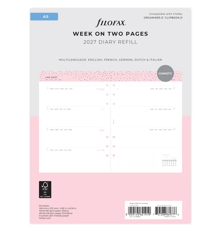 filofax-confetti-kalendereinlage-a5-2027-1-woche-auf-2-seiten-horizontal image 1