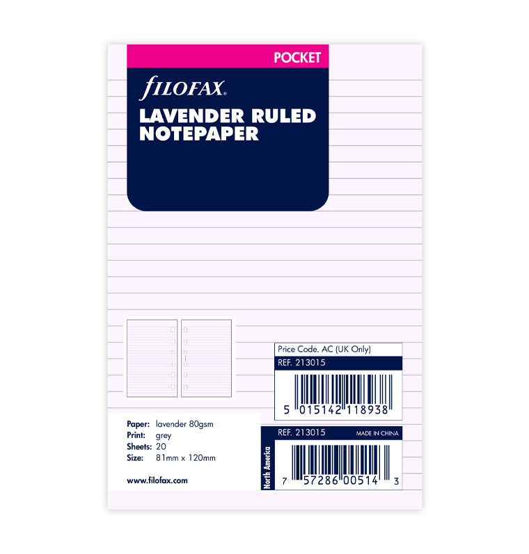 filofax-pocket-notizpapier-lavendel-liniert-20-blatt-sale image 1