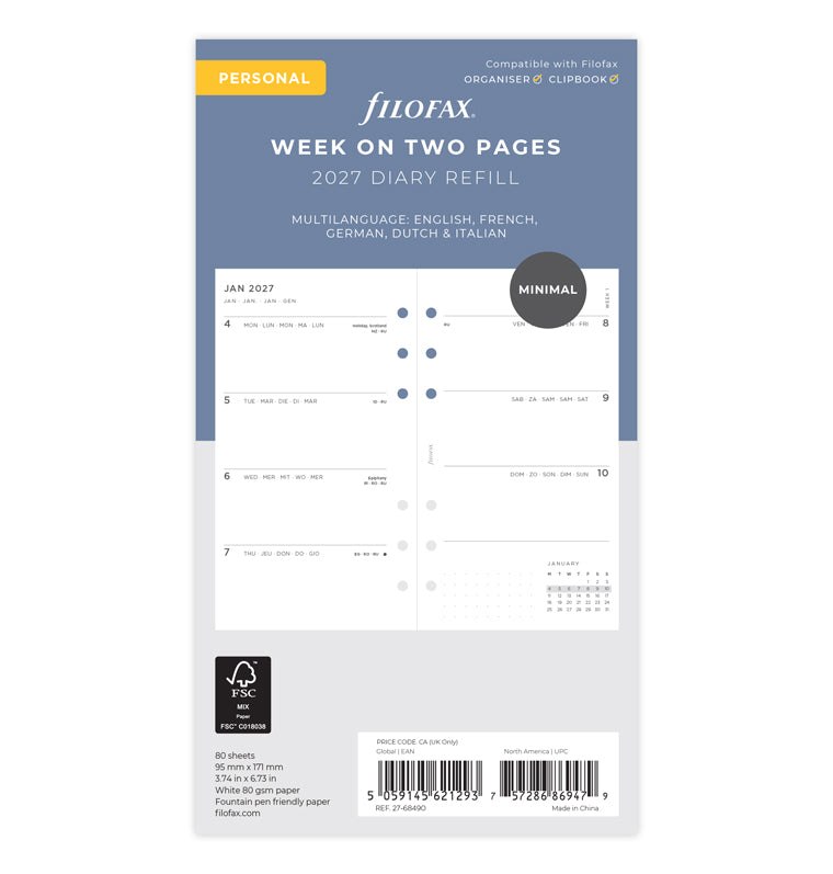 filofax-minimal-kalender-personal-2027-1-woche-auf-2-seiten-horizontal image 1
