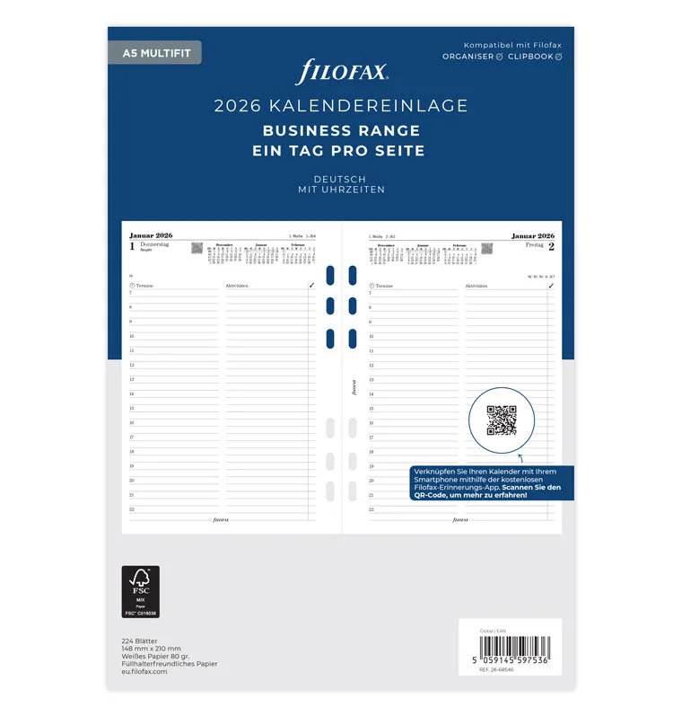 filofax-a5-kalendereinlage-1-tag-1-seite-deutsch-multifit-2026 image 1