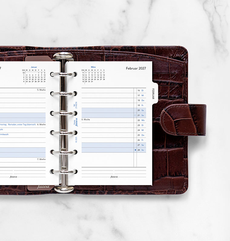 filofax-kalendereinlage-1-monat-2-seiten-deutsch-pocket-2027-mit-monats-tabs image 2