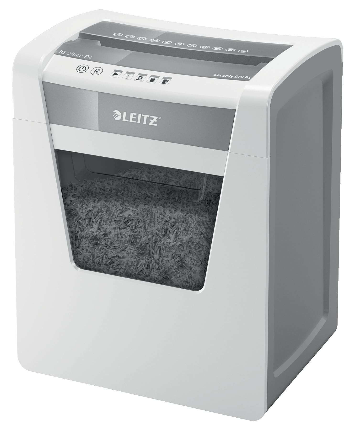 leitz-iq-office-p4-aktenvernichter-kreuzschnitt-15-blatt-23-liter-wei image 1