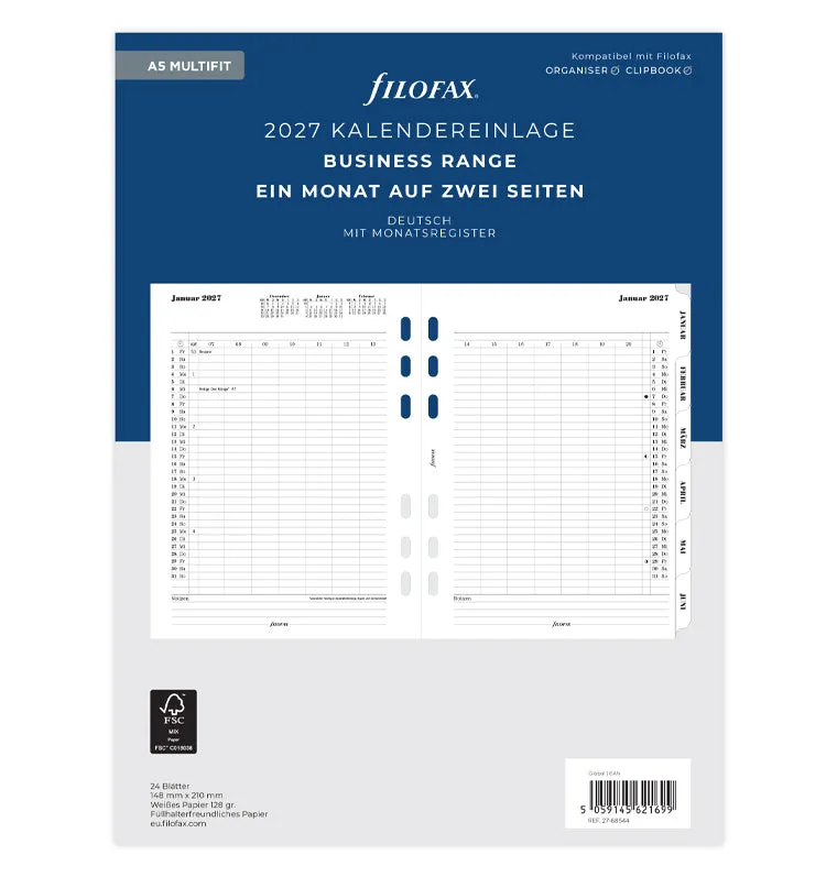 filofax-kalendereinlage-1-monat-2-seiten-deutsch-a5-2027 image 1