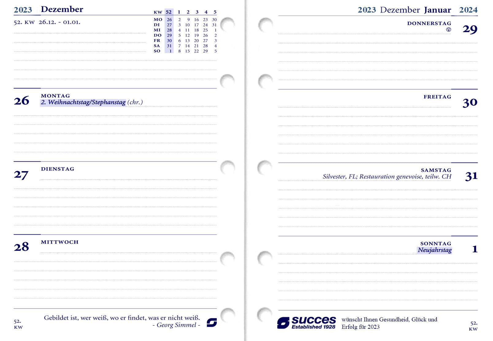 time-system-succes-kalender-mini-7-tage-auf-2-seiten-deutsch-2026 image 2