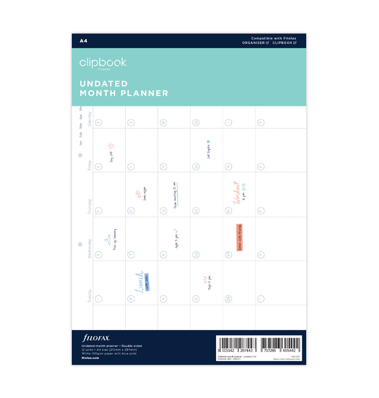 filofax-clipbook-monatsplaner-undatiert-a4-12-monats-bersichten image 1