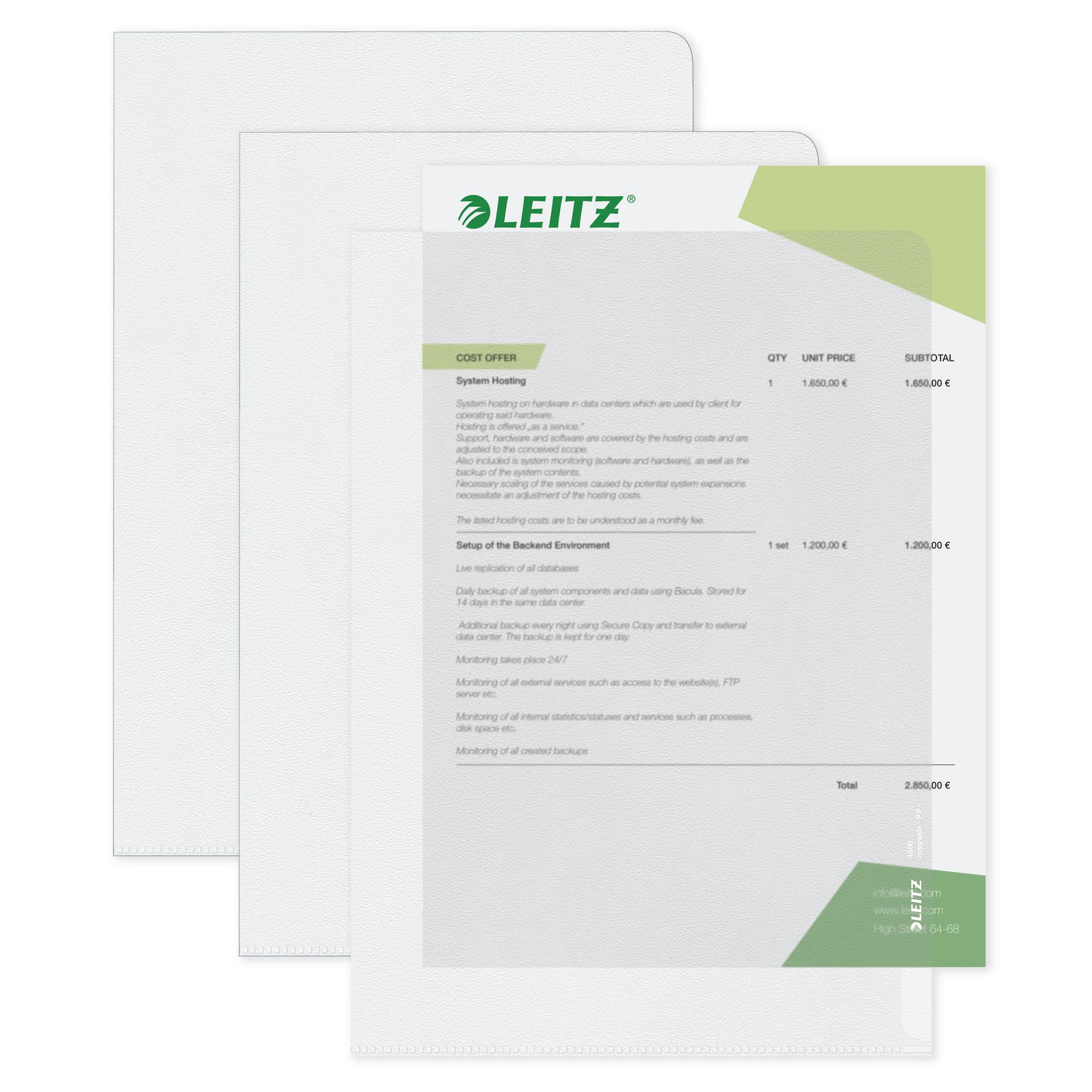 leitz-premium-sichth-llen-set-a4-10-st-ck-farblos-gl-nzend-0-15-mm-41003003 image 1