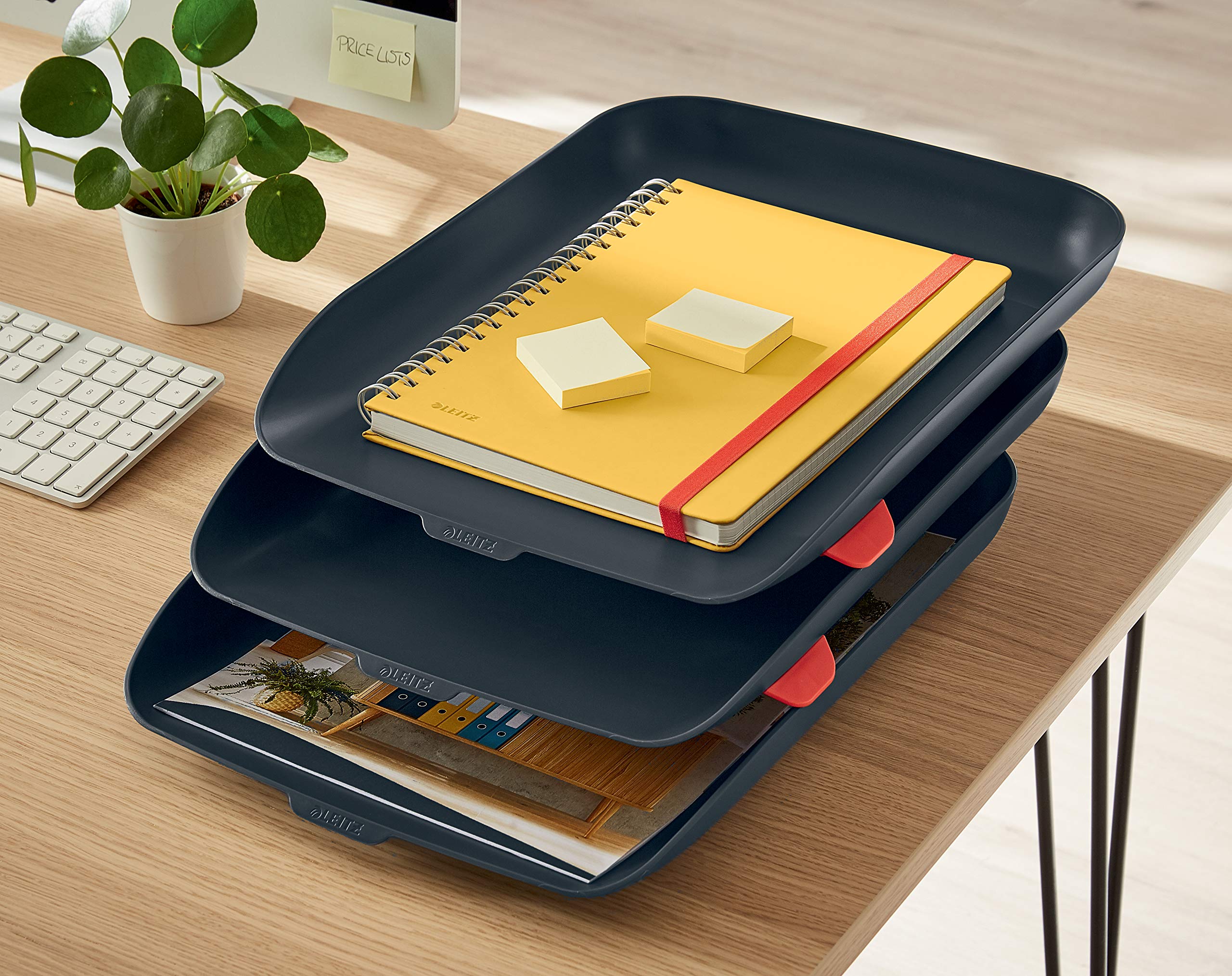 leitz-cosy-briefkorb-a4-3er-set-samtgrau-mit-stapelelementen image 2