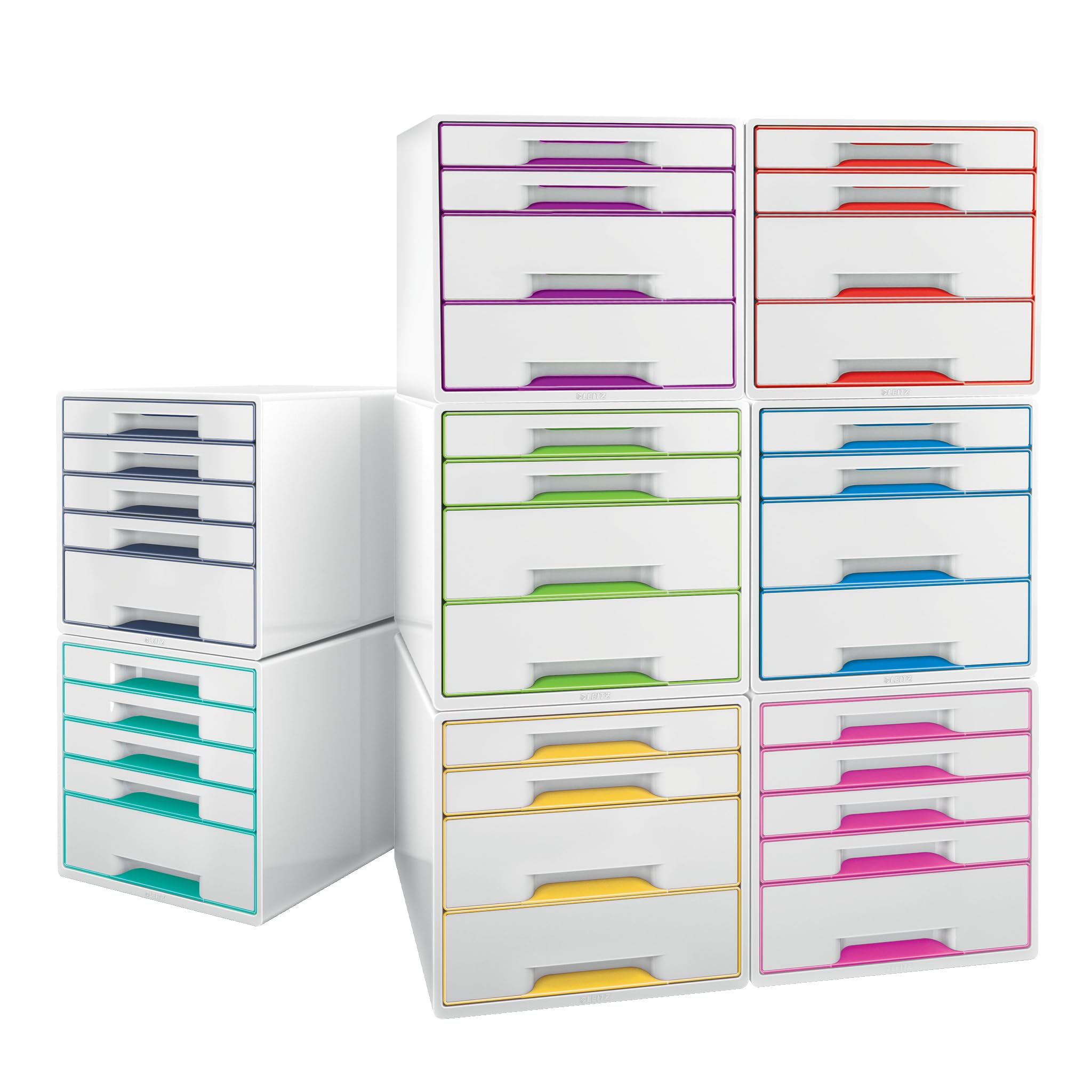 leitz-cube-wow-schubladenbox-a4-mit-4-schubladen-perlwei-schwarz image 6
