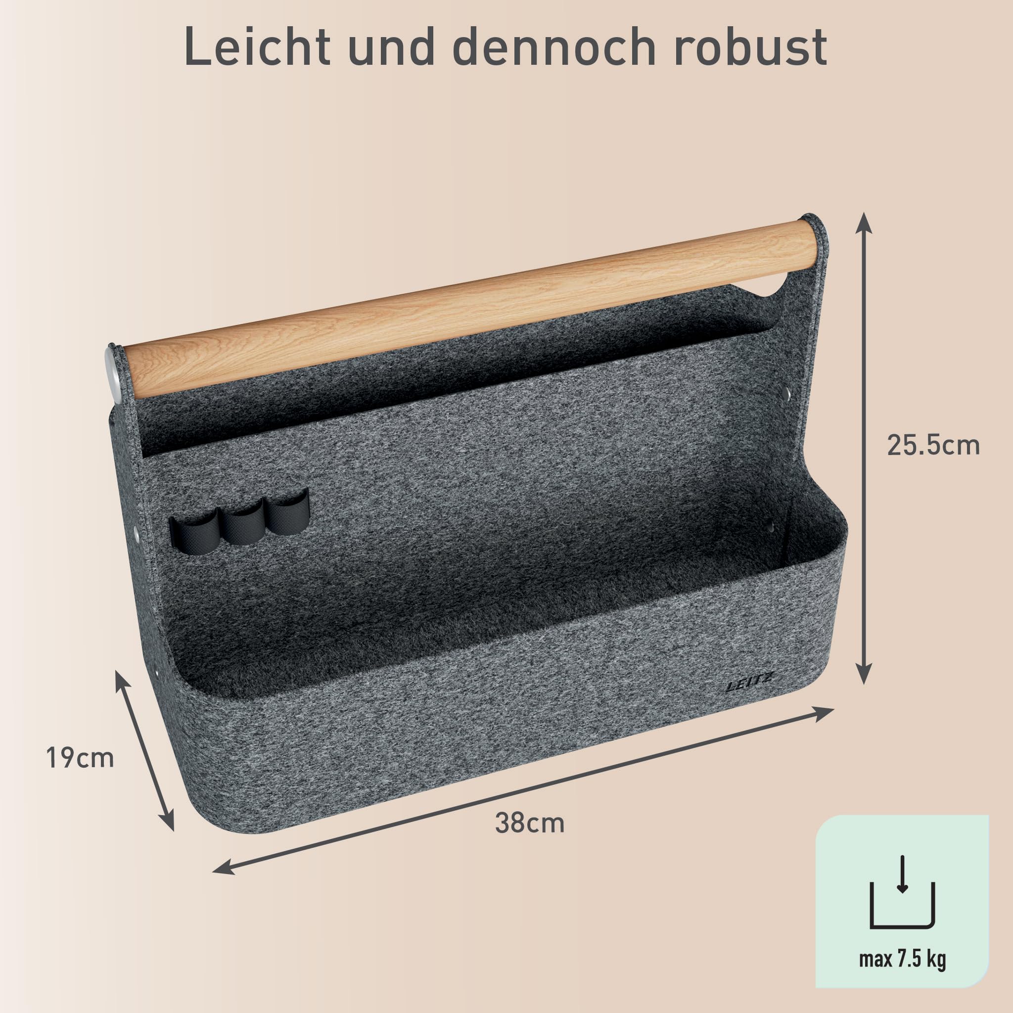 leitz-schreibtisch-organizer-mit-griff-filz-dunkelgrau-38-cm image 7