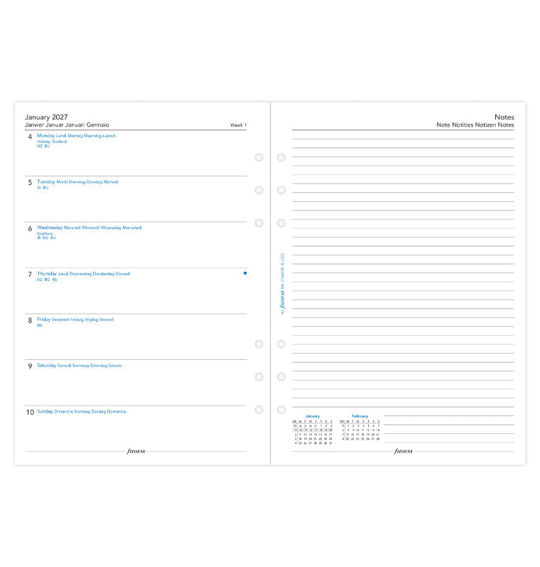 filofax-kalendereinlage-a5-2027-1-woche-1-seite-notizen-multilingual image 4