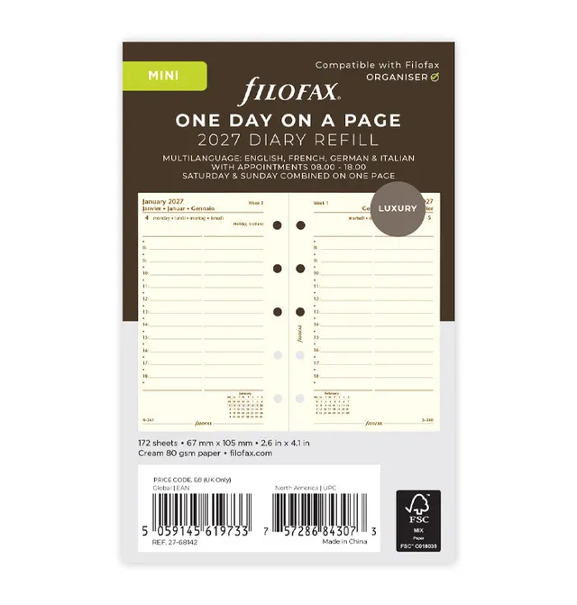 filofax-tageskalender-1-tag-1-seite-mini-2027-multilingual-cotton-cream image 1