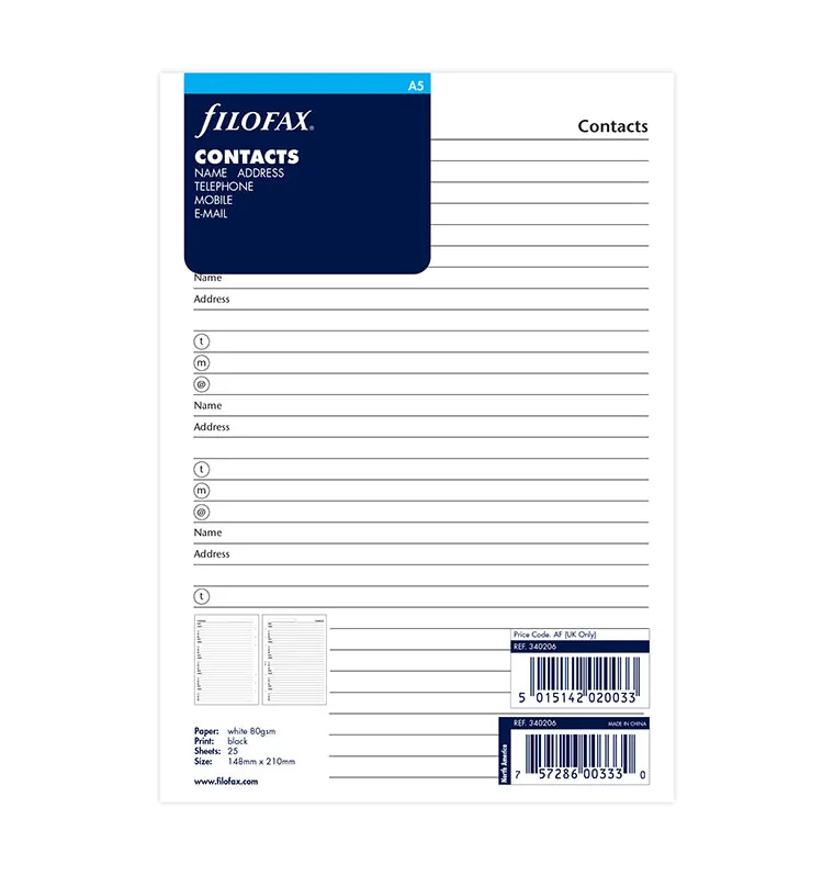 filofax-kontakte-einlage-a5-englisch-20-blatt-wei image 1