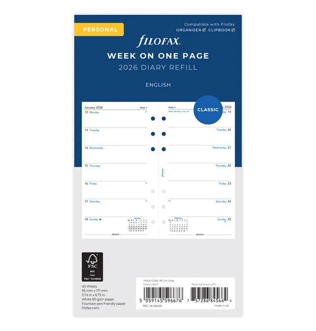 filofax-2026-kalendereinlage-personal-1-woche-1-seite-englisch image 1