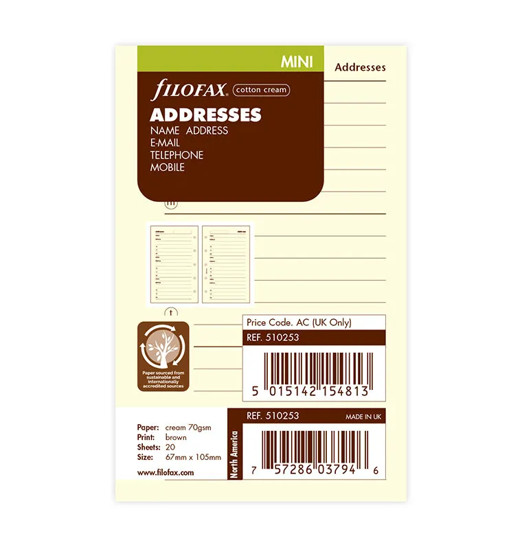 filofax-kontakte-cotton-cream-mini-adress-einlage image 1