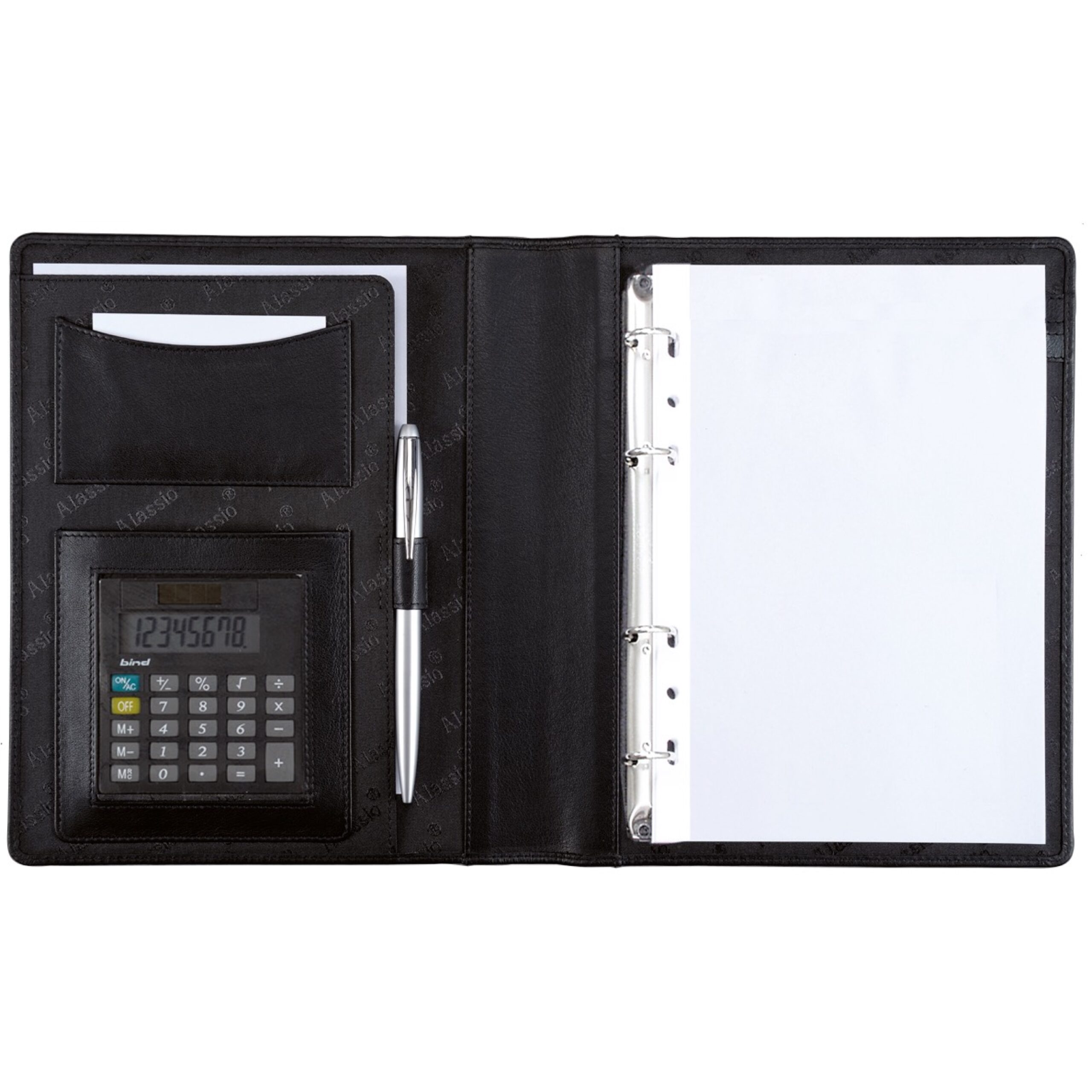 alassio-ringbuchmappe-a5-benaco-schwarz-mit-taschenrechner image 1