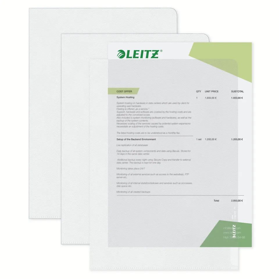 leitz-premium-sichth-llen-set-a4-10-st-ck-farblos-gl-nzend-0-15-mm-41003003 image 1