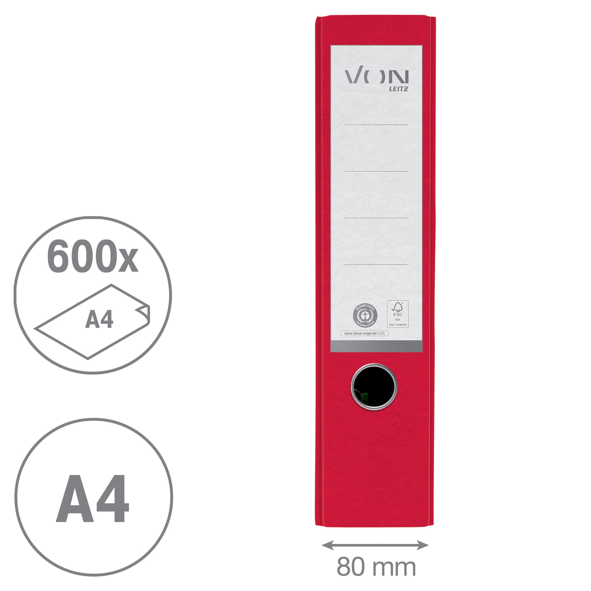 leitz-von-ordner-a4-5er-pack-80-mm-rot-recyclingkarton image 2