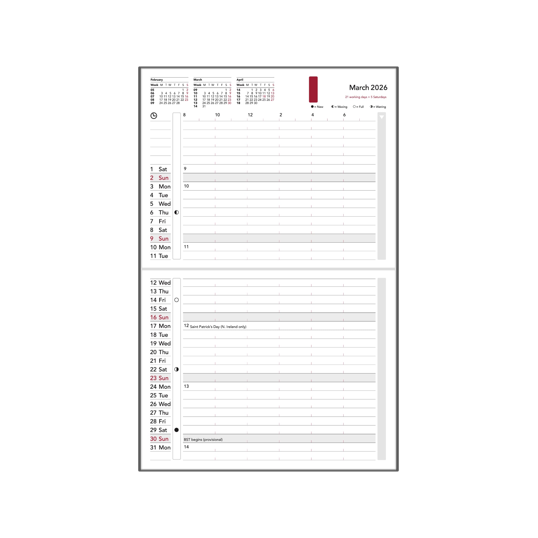time-system-rem-taschenkalender-2026-en-uk-woche-auf-2-seiten-hardcover image 2