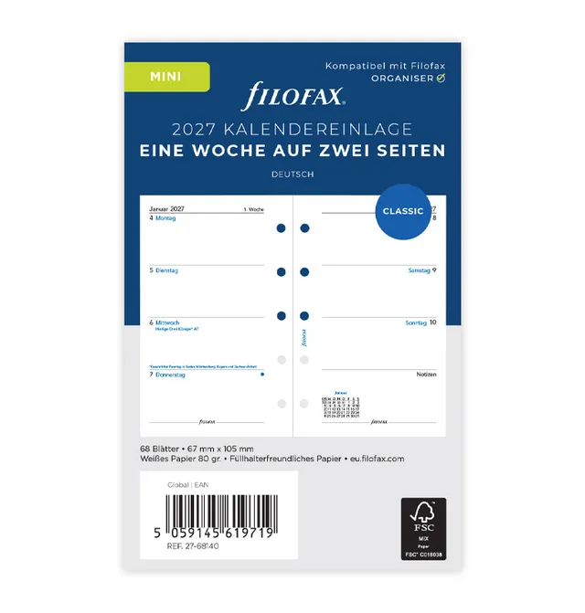 filofax-kalendereinlage-1-woche-2-seiten-deutsch-mini-2027 image 1