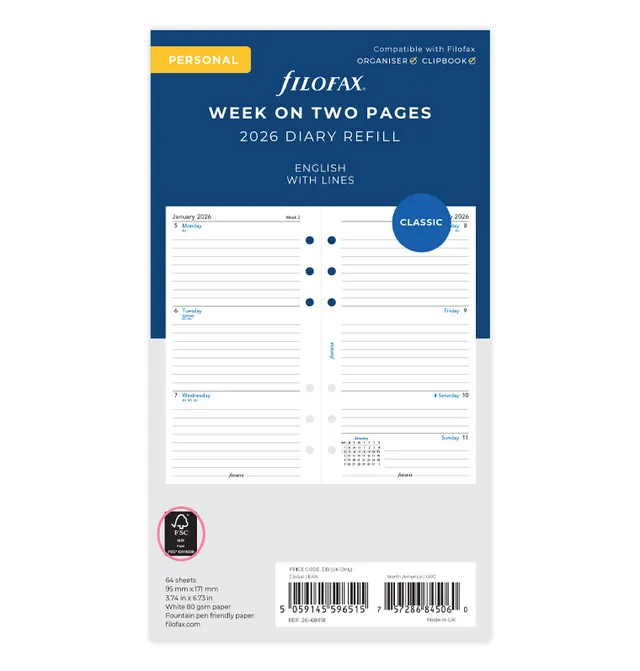 filofax-personal-kalendereinlage-2026-1-woche-2-seiten-englisch image 1