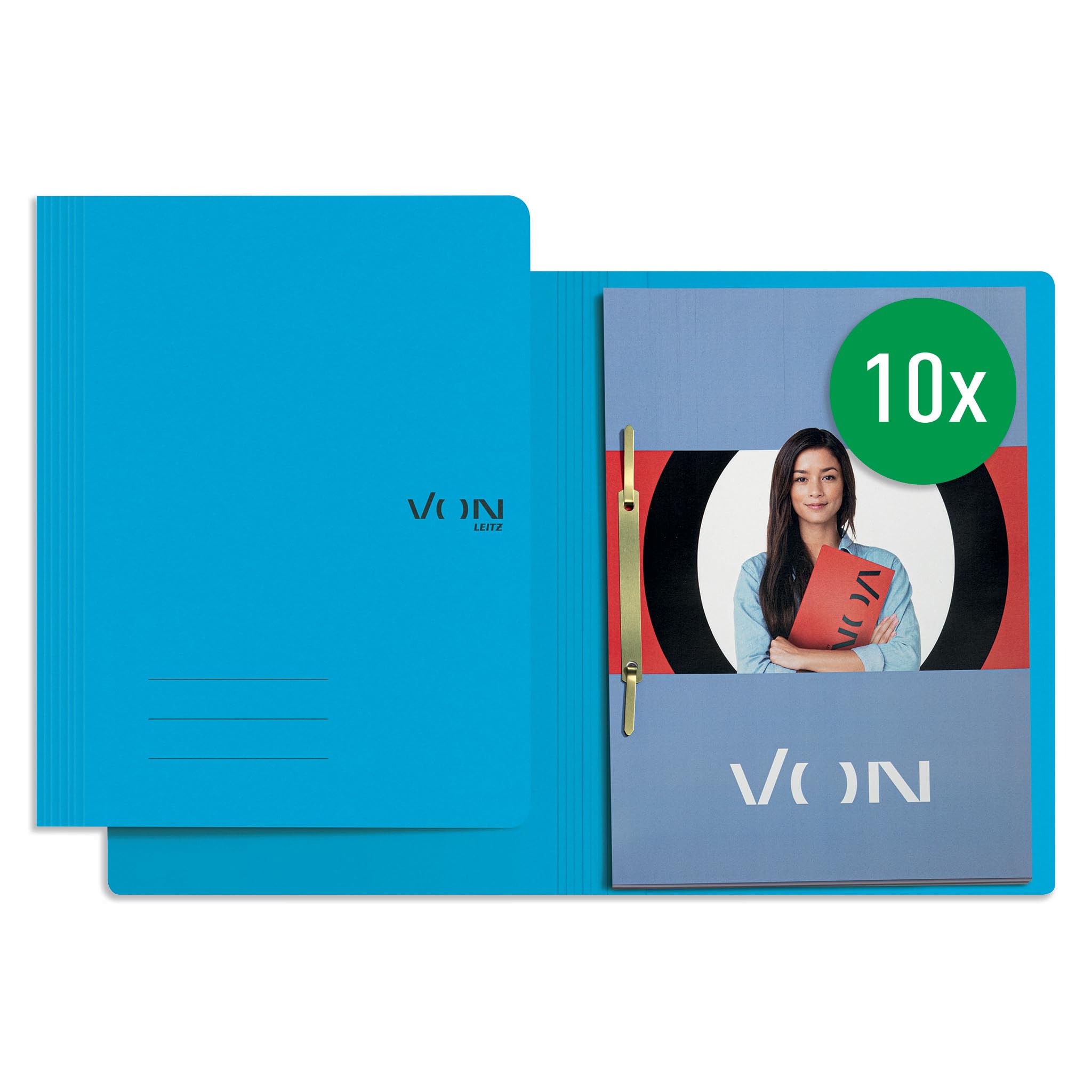 von-leitz-schnellhefter-a4-recycling-10er-pack-blau-30160035 image 1