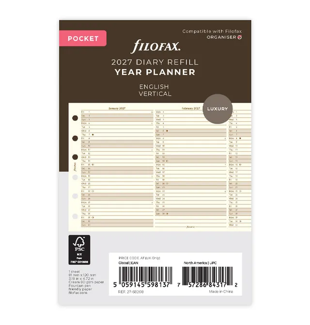 filofax-jahresplaner-englisch-pocket-2027-leporello-cotton-cream image 1