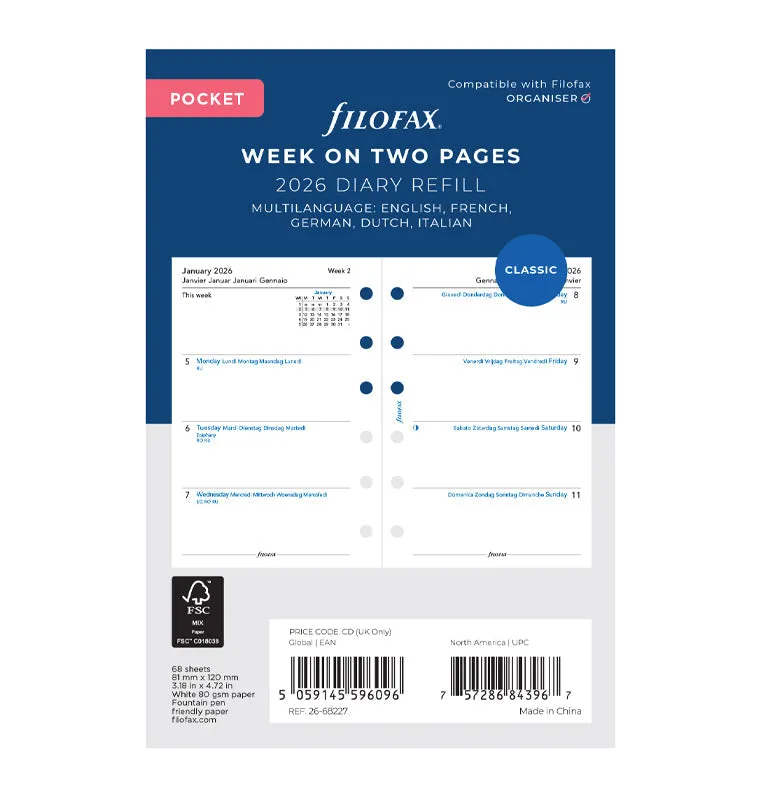 filofax-kalendereinlage-1-woche-2-seiten-multilingual-pocket-2026 image 1